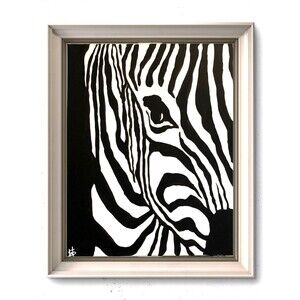 WS original zebra impressionism painting 16x20 canvas modern fine animal art